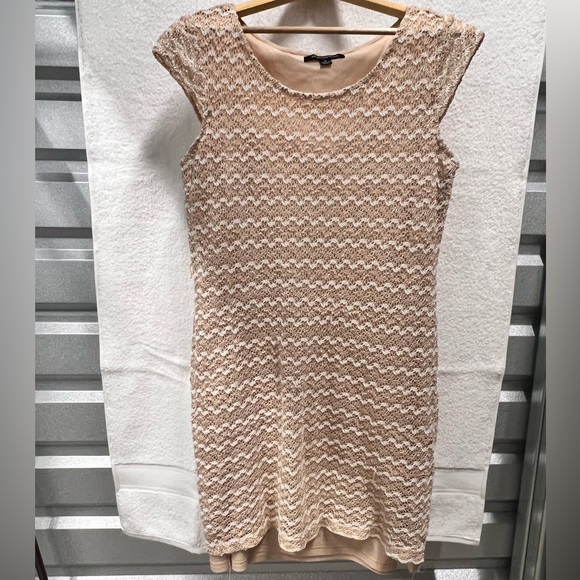 Beautiful Sharagano Dress Cream Crochet with Slip, Sleeveless - Picture 1 of 3